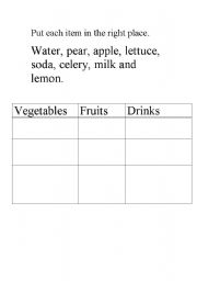 English worksheet: food