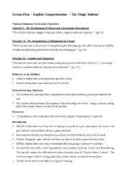 English Worksheet: Comprehension - The Magic Balloon