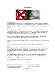 English worksheet: Handout on Political Correctness