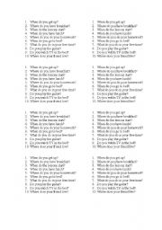 English Worksheet: my day
