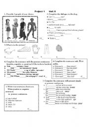 English Worksheet: Test Project 1 Unit 6