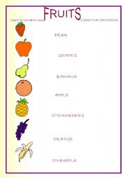 English Worksheet: FRUITS