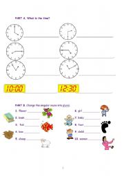 English Worksheet: QUIZ for young learners PART A - B