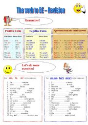 English Worksheet: Verb TO BE - Revision - 4 pages