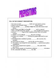 English worksheet: prepostions