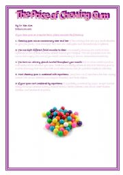 English Worksheet: The price of chewing bubble gum