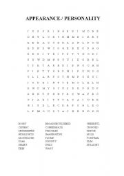 English worksheet: Crossword appearance and personality