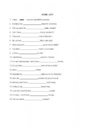 English worksheet: Some/Any Cloze