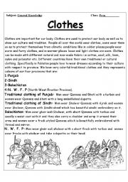 English Worksheet: clothes