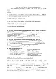 English worksheet: Relatives , Conditionals, general vocabulary