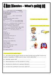 English Worksheet: SONG - WHATS GOING ON (FLAHSBACK) + ANSWER KEY