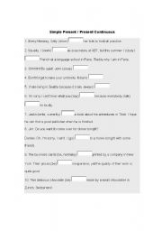 English Worksheet: Simple Present / Present Continuous