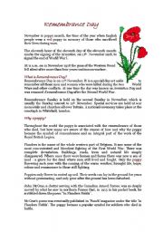 English Worksheet: Remembrance Day