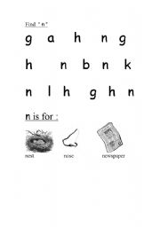 English worksheet: Find the letter n 
