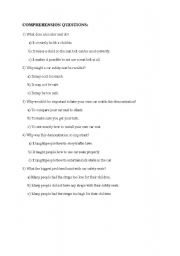 English worksheet: Comprehension questions for the reading 