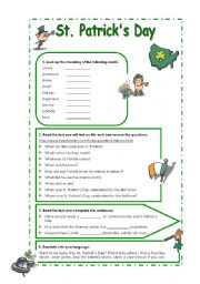 English Worksheet: St. Patricks Day