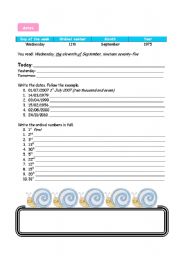 English worksheet: dates