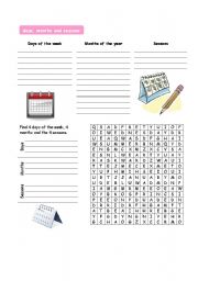 English Worksheet: days months and seasons