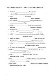 English worksheet: past simple or progressive