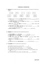 English worksheet: personal pronouns