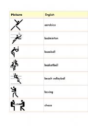 English Worksheet: Sports