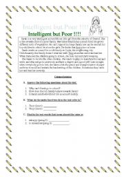 English Worksheet: Intelligent but poor.