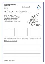 English Worksheet: All about my Favourites 