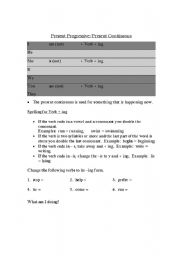 English worksheet: Present Continous