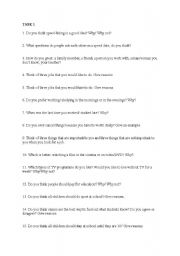 English Worksheet: speaking activity