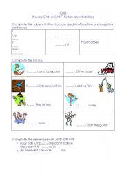 English worksheet: Activities with CAN