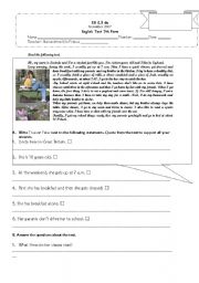 English Worksheet: Daily routine Test