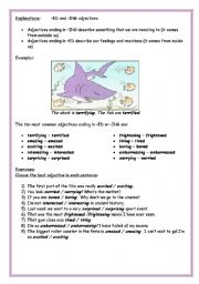 English Worksheet: adjectives ending -ed  and -ing explanations