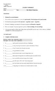English Worksheet: past continuous and its rules
