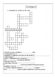 English worksheet: CROSSWORD