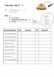 English Worksheet: Too Many Times