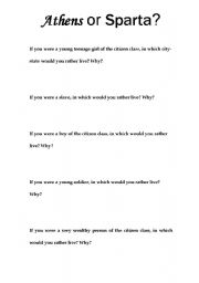 English Worksheet: Athens or Sparta?