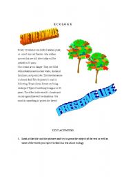 English Worksheet: Ecology