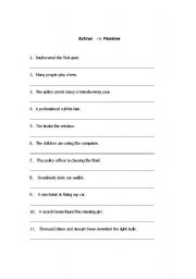 English worksheet: Active - Passive worksheet