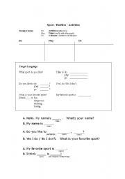 English Worksheet: Sport Do Go Play