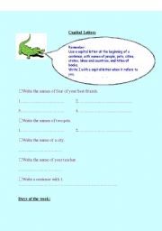 English Worksheet: capital letters