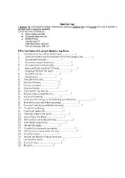 English Worksheet: Question Tags.