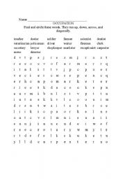 English Worksheet: OCCUPATION word search