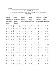 English worksheet: OCCUPATION word search