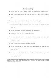 English Worksheet: travel survey 