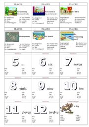 English Worksheet: family cards page7 - places, numbers, pets