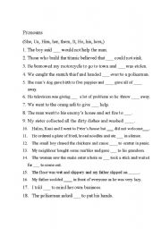 English Worksheet: pronouns