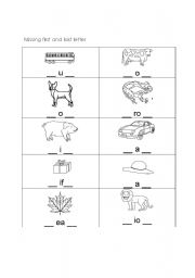 English worksheet: Missing First and Last Letters