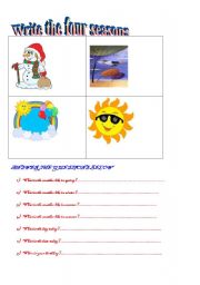 English worksheet: seasons  and weather conditions