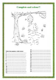 English Worksheet: COMPLETE AND WRITE THE NUMBERS