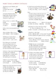 English Worksheet: present continuous and present simple tense